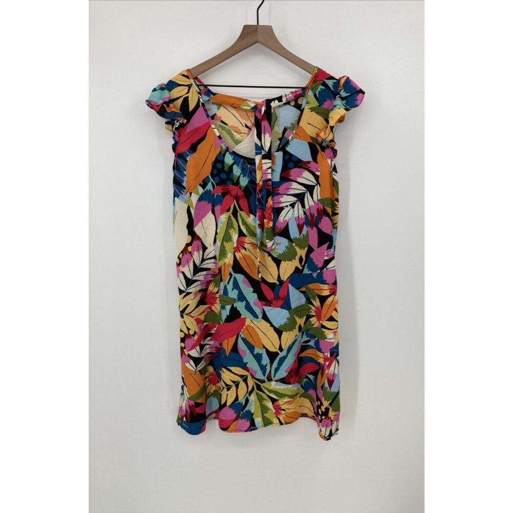 Emery Rose Tropical Leaf Dress Women Large Colorful Vacation Resort Wear Cruise - Picture 2 of 7